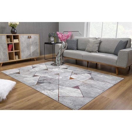 Palacedesigns 7 x 10 ft. Gray Irregular Geometric Area Rug - Gray - 7' x 10' PA3090832